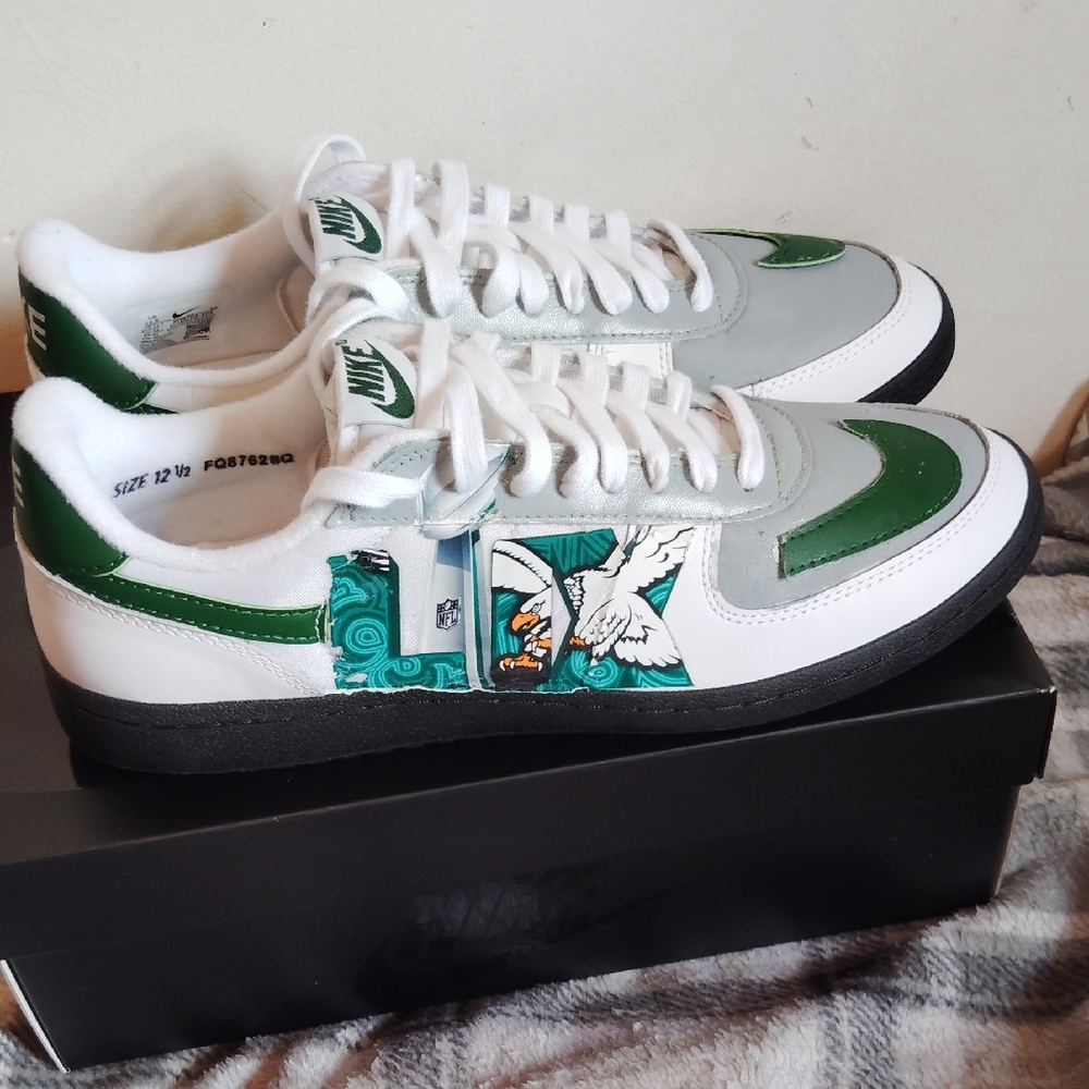 Eagle Custom.....Nike Green and White Sneakers